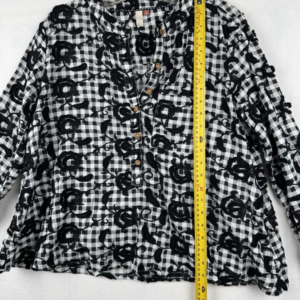 Pilcro Anthropologie Women's Sz XS The Whitney Trapeze Top B/W Embroidered - Picture 6 of 11